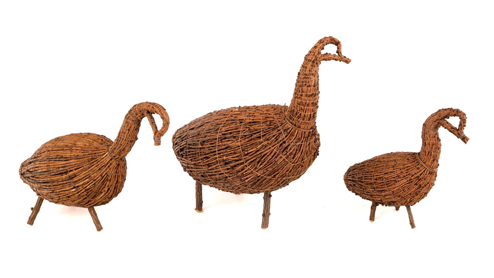 UNIDENTIFIED JAMES BAY (EASTERN) CREE ARTIST, Family of Tamarack Geese, c. 1980s (1 of 5)