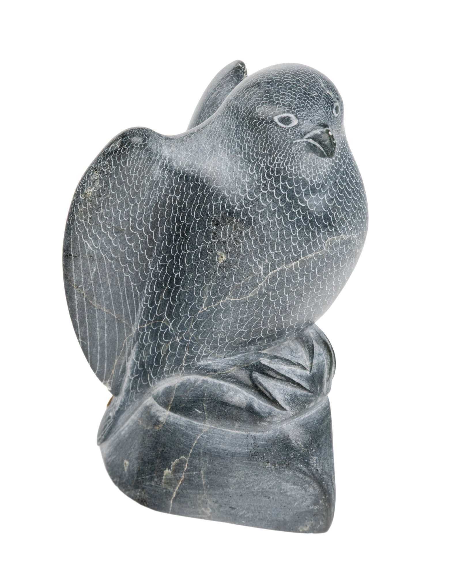 AISAPIK QUMA IGAUJA, INUIT, Falcon Perched on Rock, 1961: AISAPIK QUMA IGAUJA (1915-1979) PUVIRNITUQ (POVUNGNITUK) Falcon Perched on Rock, 1961 stone, 5.75 x 3.75 x 3.5 in (14.6 x 9.5 x 8.9 cm) inscribed with artist's disc number, "E.9.1484". with affixed la