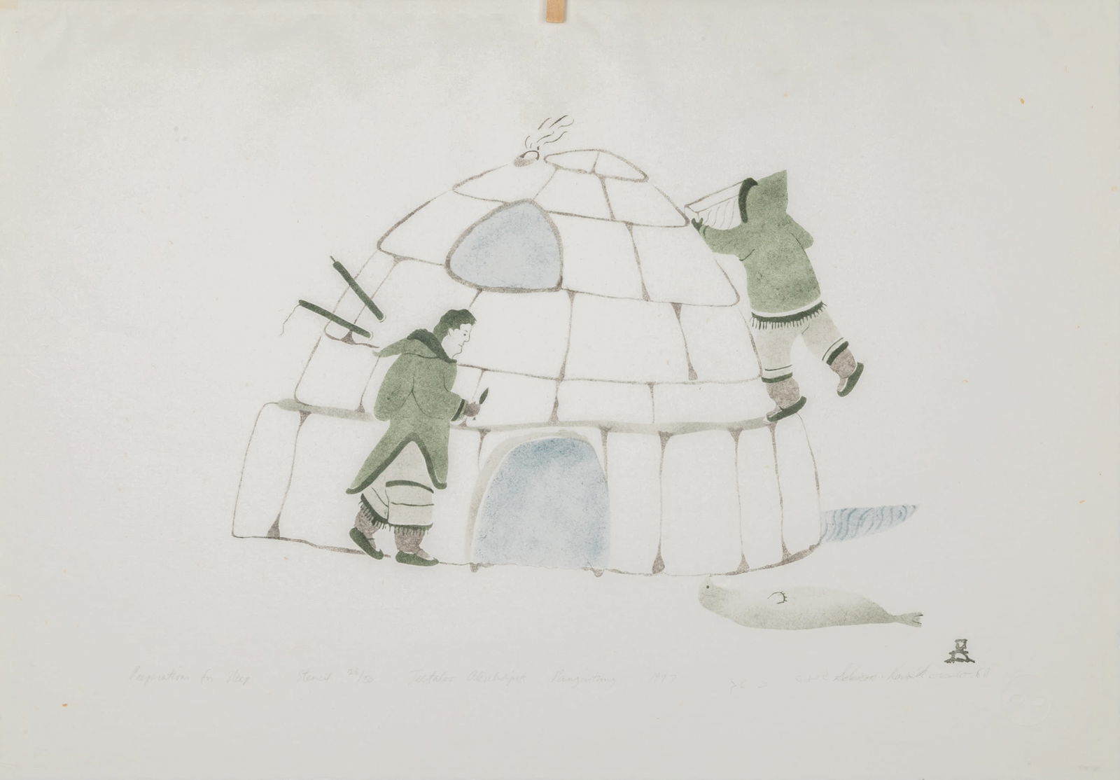 GEETALOO AKULUKJUK, INUIT, Preparations for Sleep, 1977 #15 (1 of 1)