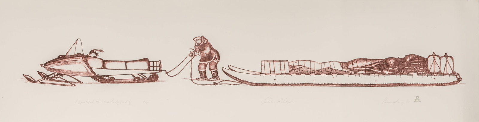 GEETALOO AKULUKJUK, INUIT, A Bountiful Hunt and Plenty for All, 1987 #30: GEETALOO AKULUKJUK (1939-2009) PANNIRTUQ (PANGNIRTUNG) A Bountiful Hunt and Plenty for All, 1987 #30 Printmaker: GEETALOO AKULUKJUK (1939-2009) PANNIRTUQ (PANGNIRTUNG) lithograph, 11 x 41.75 in (27.9 