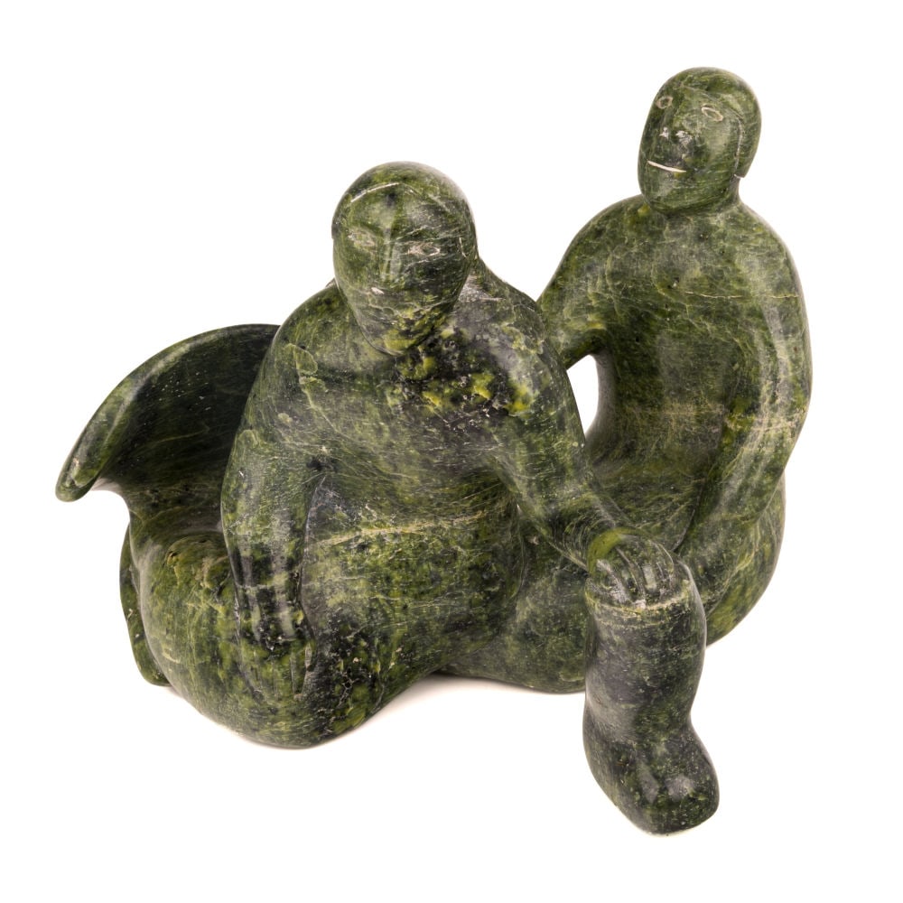 OVILOO TUNNILLIE, INUIT, Shaman Tending to Sedna, c. 1980s: OVILOO TUNNILLIE, R.C.A. (1949-2014) KINNGAIT (CAPE DORSET) Shaman Tending to Sedna, c. 1980s stone, 7 x 9.25 x 7 in (17.8 x 23.5 x 17.8 cm) signed, "ᐅᕕᓗ ᑐᓂᓕ". Prov