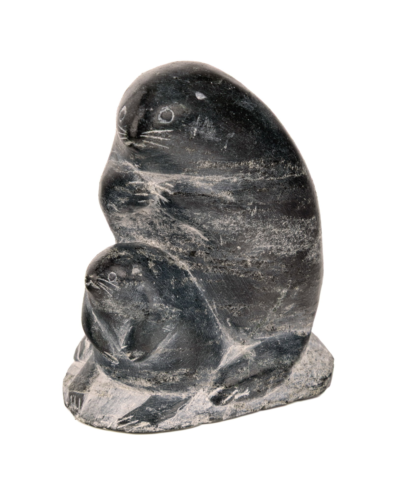 MAKUSI PANGUTU ANAUTA (1939-), INUIT, Mother Lemming, Sheltering her Young, 1961: MAKUSI PANGUTU ANAUTA (1939-), PUVIRNITUQ (POVUNGNITUK) / AKULIVIK Mother Lemming, Sheltering her Young, 1961 stone, 3 x 2 x 2.75 in (7.6 x 5.1 x 7 cm) inscribed with partial disc number, "354"; with 