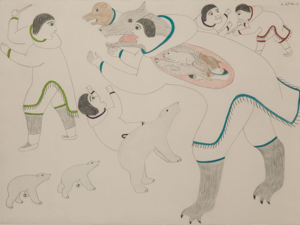 VICTORIA MAMNGUQSUALUK, INUIT, Untitled (Scene from Kiviuq), 1970s (1 of 2)
