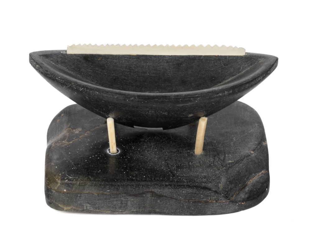 UNIDENTIFIED INUIT ARTIST, Model Qulliq (Kudlik) on Base, late 1950s / early 1960s (1 of 6)