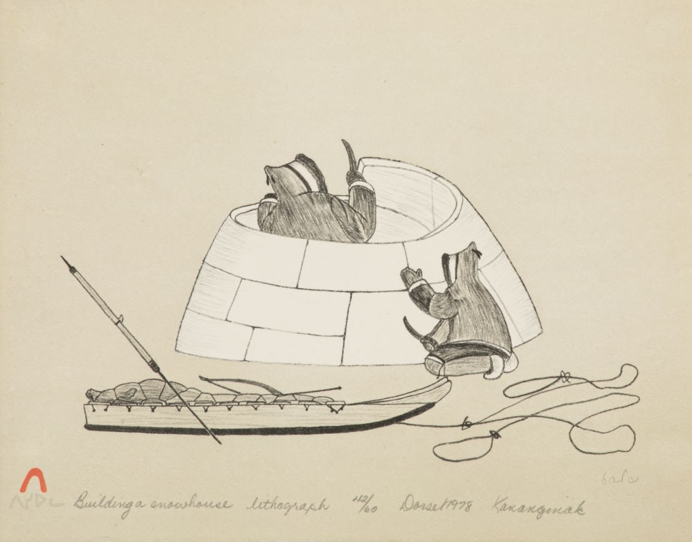 KANANGINAK POOTOOGOOK, INUIT,  Building a Snowhouse, 1978 L#10 (1 of 1)