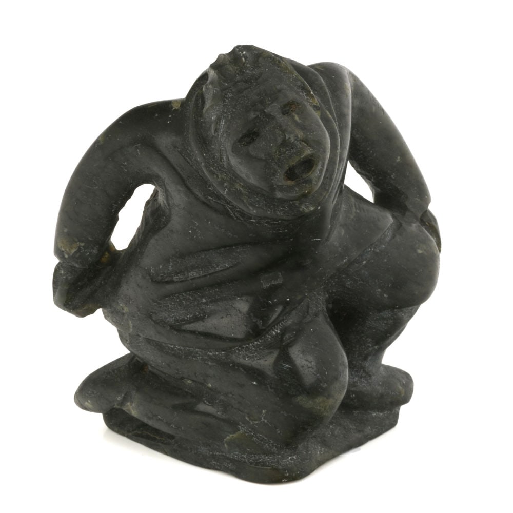 KIUGAK (KIAWAK) ASHOONA, INUIT, Kneeling Man, Calling Out, 2000s (1 of 5)