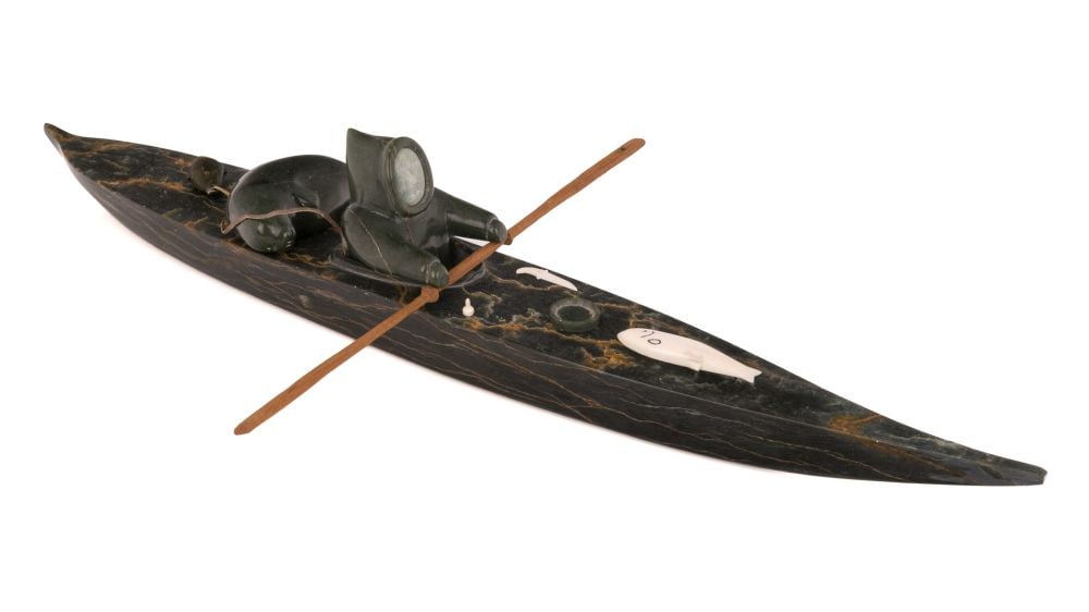 UNIDENTIFIED INUIT ARTIST, Man Hunting by Kayak, c. 1954 (1 of 4)