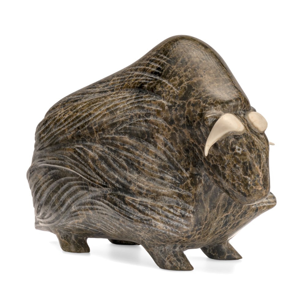 KANANGINAK POOTOOGOOK, R.C.A., INUIT, Windswept, Standing Muskox, c. 1990s (1 of 4)