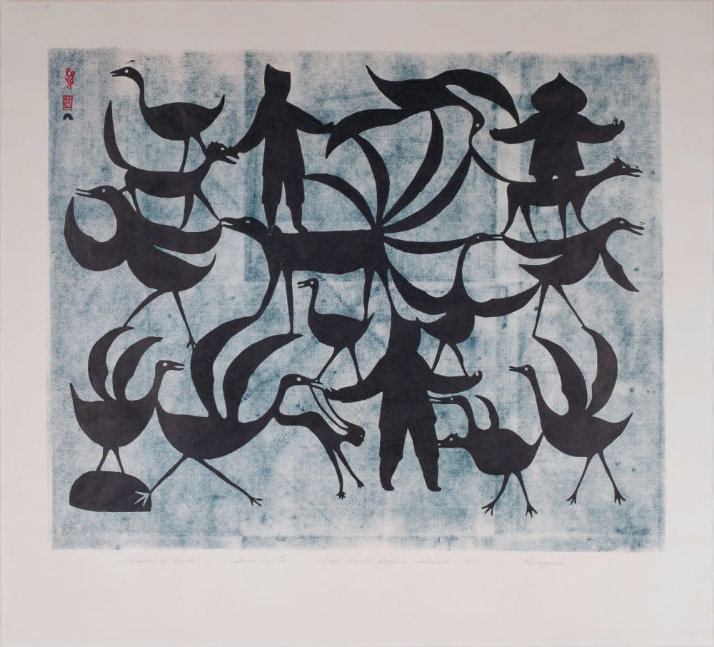KENOJUAK ASHEVAK, C.C., R.C.A., INUIT, Complex of Birds, 1960 #17 (1 of 2)