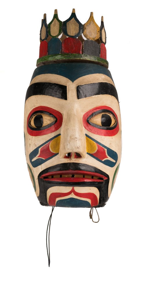 UNIDENTIFIED NUU-CHAH-NULTH ARTIST, Dance Mask with Moving Jaw, Eyes, and Crown, c. 1890-1910 (1 of 7)