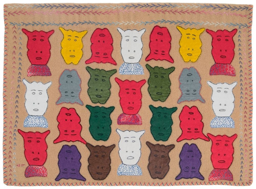 ANNIE PIKLAK TAIPANAK, INUIT, Untitled Work on Cloth (Gathering of Twenty-Four Horned Spirits with (1 of 2)