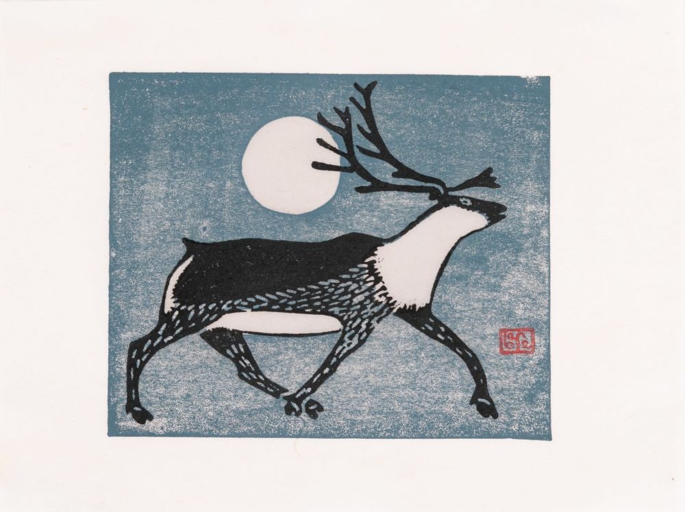 KANANGINAK POOTOOGOOK, R.C.A., INUIT, Running Caribou (Caribou), 1958 (Experimental Collection (1 of 1)