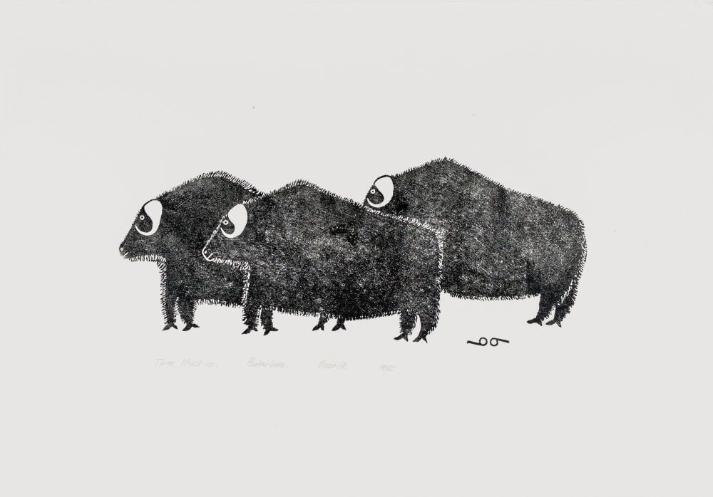 MARTHA NOONLIK (APTANIK), INUIT, Three Musk-Ox, 1965 (Baker Lake, Experimental Collection #47) (1 of 1)