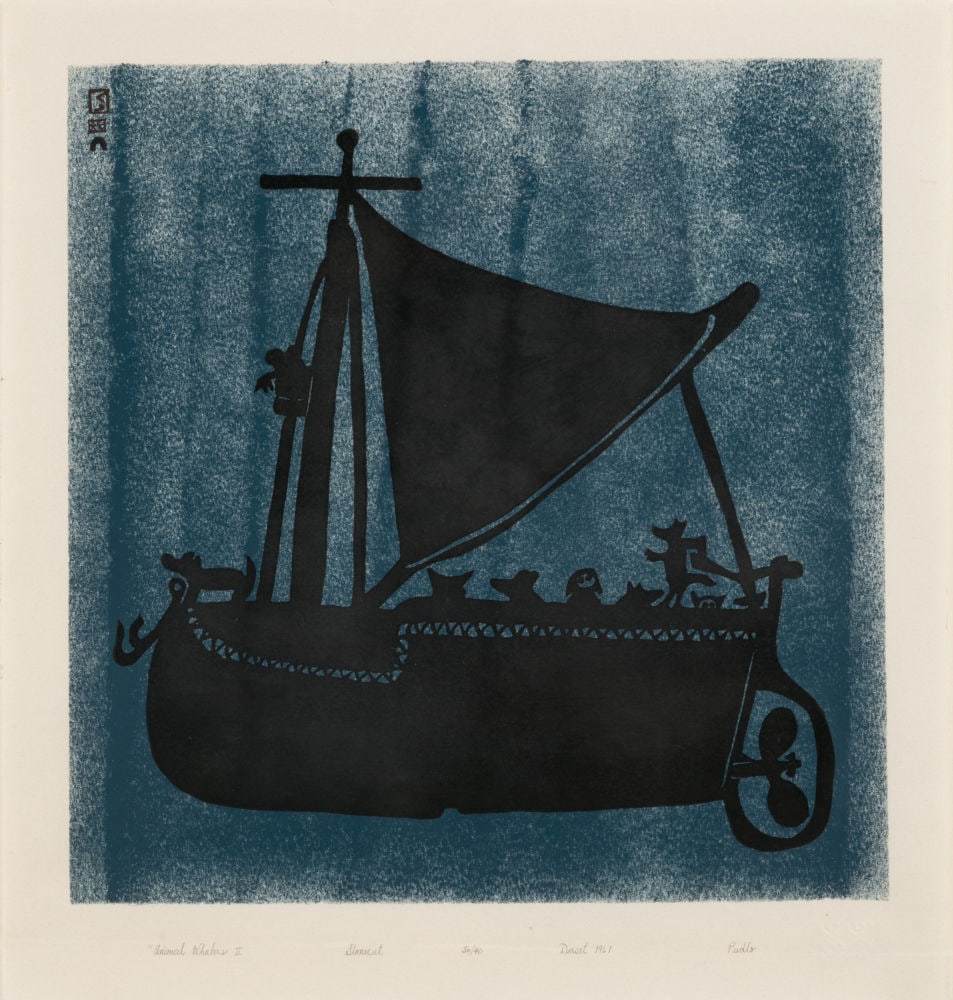 PUDLO PUDLAT, INUIT, Animal Whalers II, 1961 #28 (1994 #15) (1 of 2)