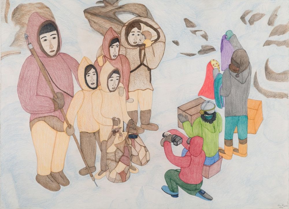 SHUVINAI ASHOONA, INUIT, Untitled (Southern visitors and Family in Traditional Clothing), September (1 of 2)
