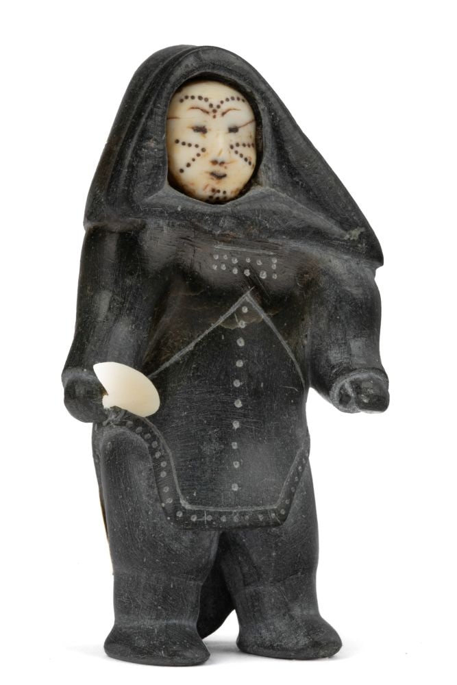 UNIDENTIFIED ARTIST, INUKJUAK (PORT HARRISON), Standing Woman with Tattoos and Ulu, early 1950s (1 of 6)
