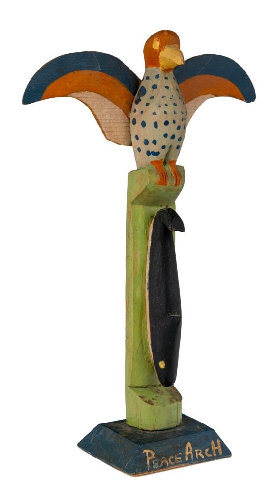 CHIEF GEORGE SAM, COAST SALISH, "Peace Arch" Model Totem Pole, 1938 (1 of 6)