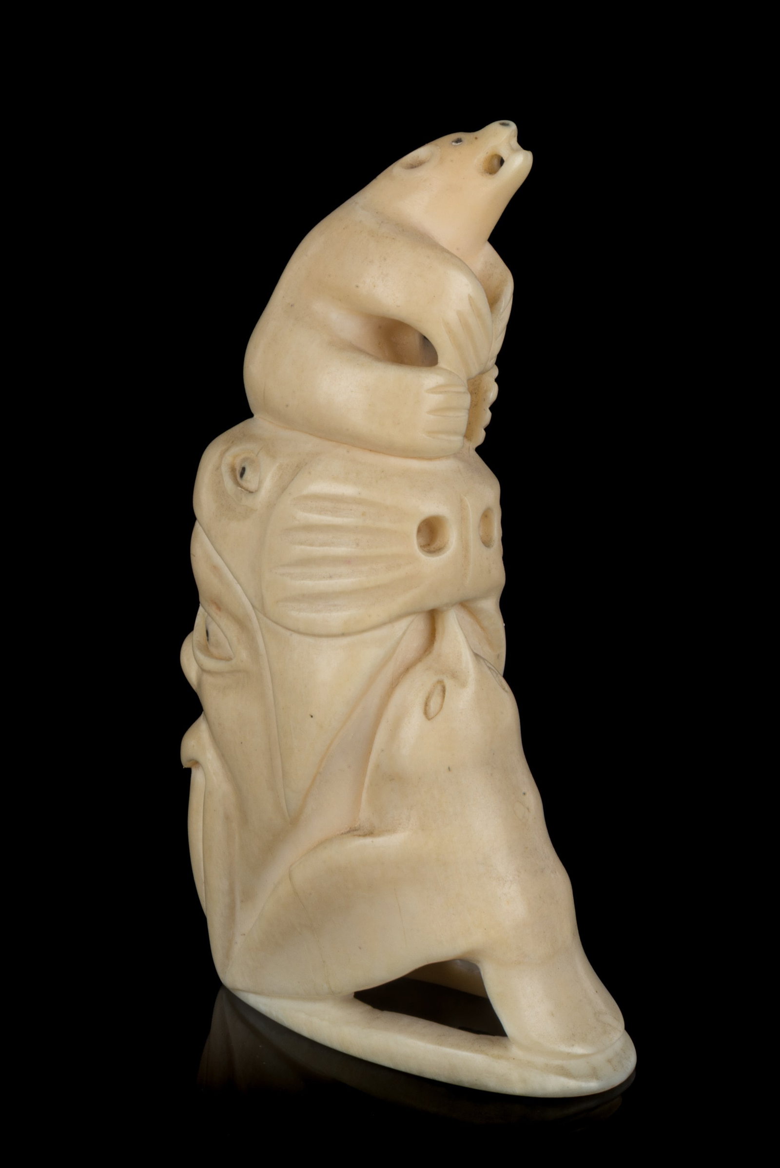 HENRY NAPARTUK, INUIT, Totemtic Composition with Arctic Animals, mid-late 1960s: See firstarts.ca for details