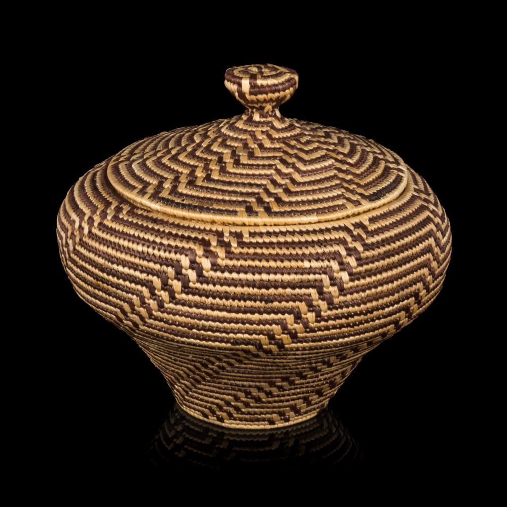 FLORENCE CLEMENT, INUIT, Intricate Hooper Bay Basket, c. 1990s (1 of 6)