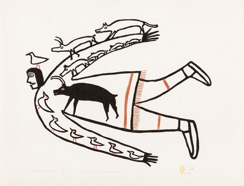 JESSIE OONARK, INUIT, Flight of the Shaman, 1970 (1971 #13) (1 of 1)
