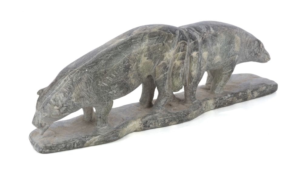 ENNUTSIAK, INUIT, Opposing Sled Dogs, Standing Back to Back, early-mid 1960s (1 of 5)