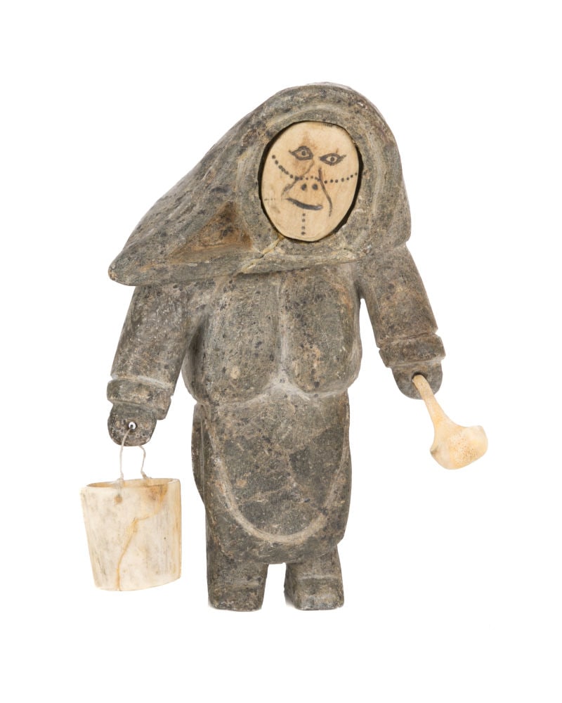 UNIDENTIFIED INUIT ARTIST, Woman with Tattoos, with Water Pail and Scoop, early 1950s (1 of 5)