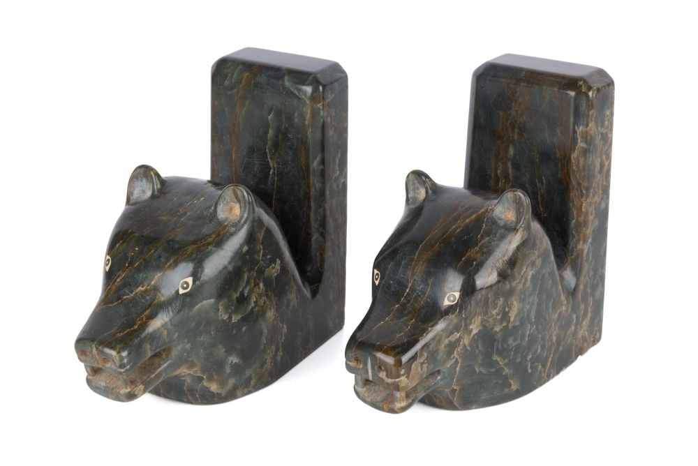 ABRAHAM NASTAPOKA, INUIT, Dog Head Bookends, 1960 (1 of 5)