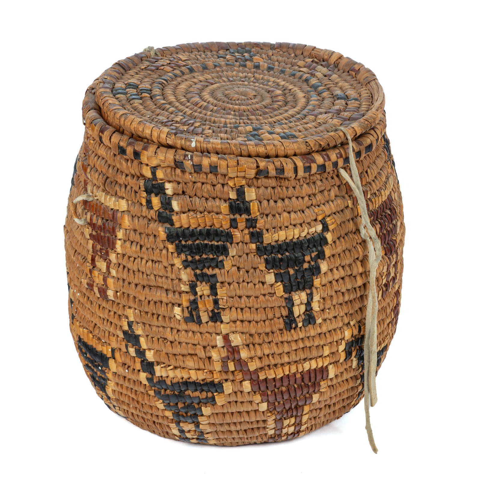 UNIDENTIFIED INTERIOR SALISH OR T?ILHQOT'IN (CHILCOTIN) ARTIST, Hinged Lidded Basket with Geese or (1 of 7)
