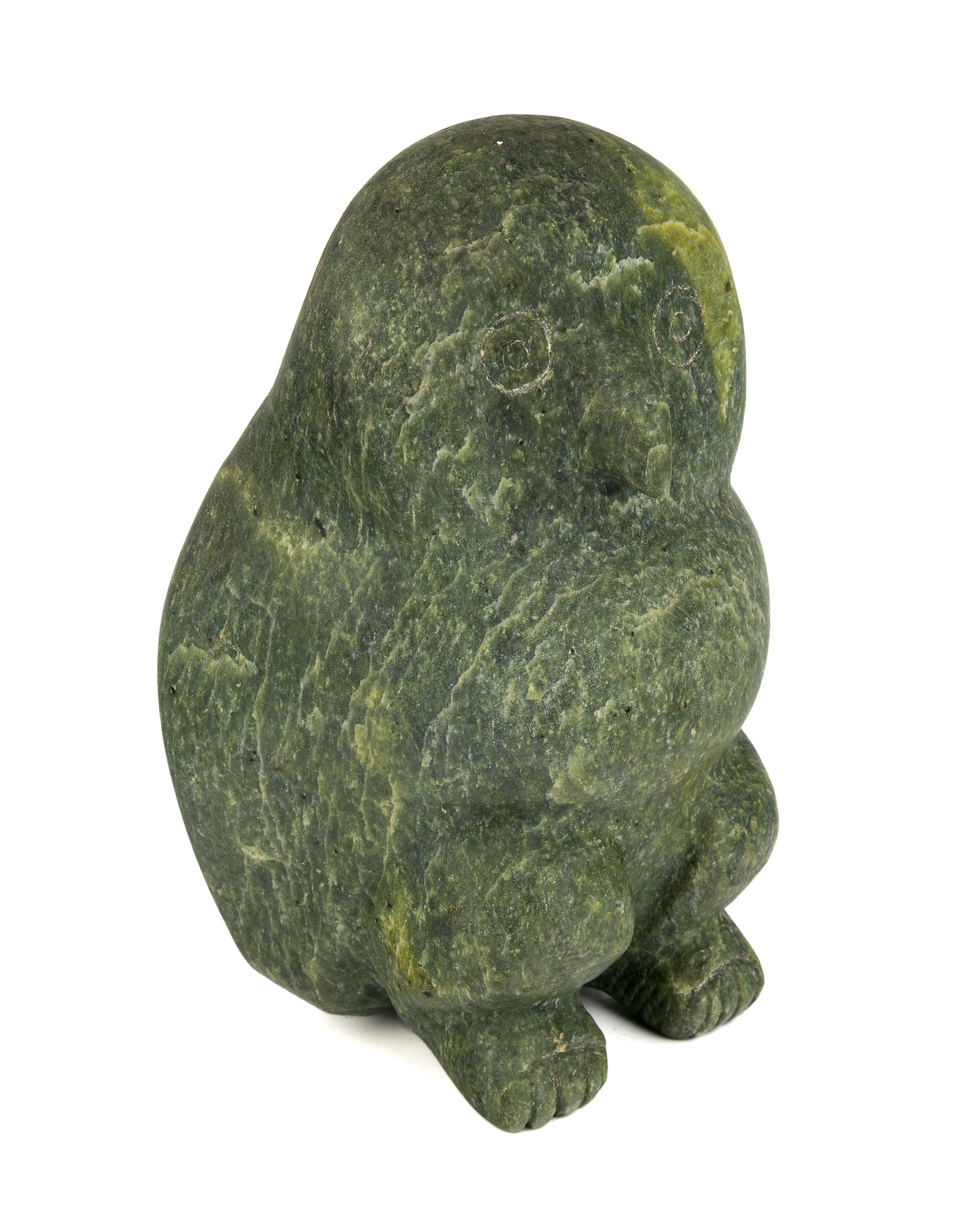 Attr: ELISAPEE NUNGUSUITUQ, INUIT, Self-Portrait of the Artist Imagining an Owl Carving, late 1950s (1 of 4)