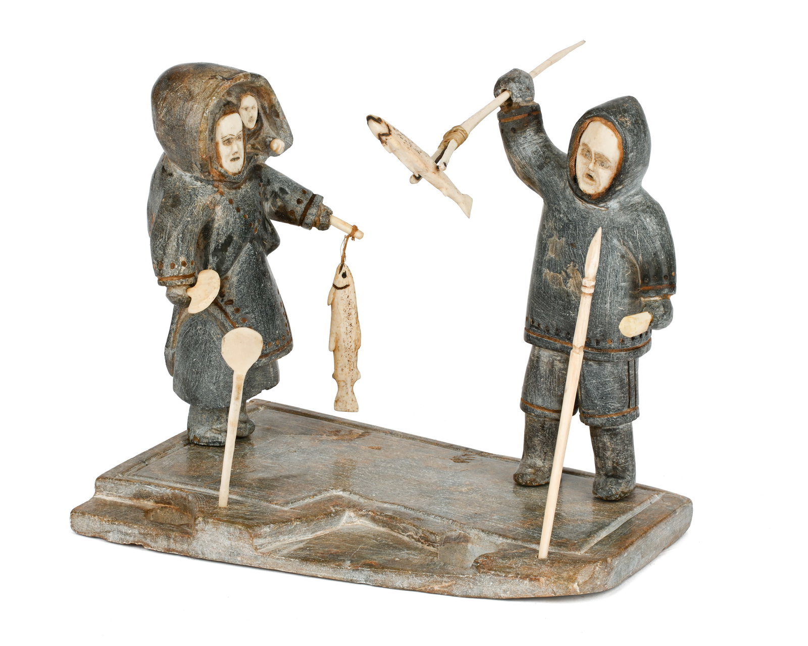UNIDENTIFIED INUIT ARTIST, Family Fishing Scene, c. 1955 (1 of 6)