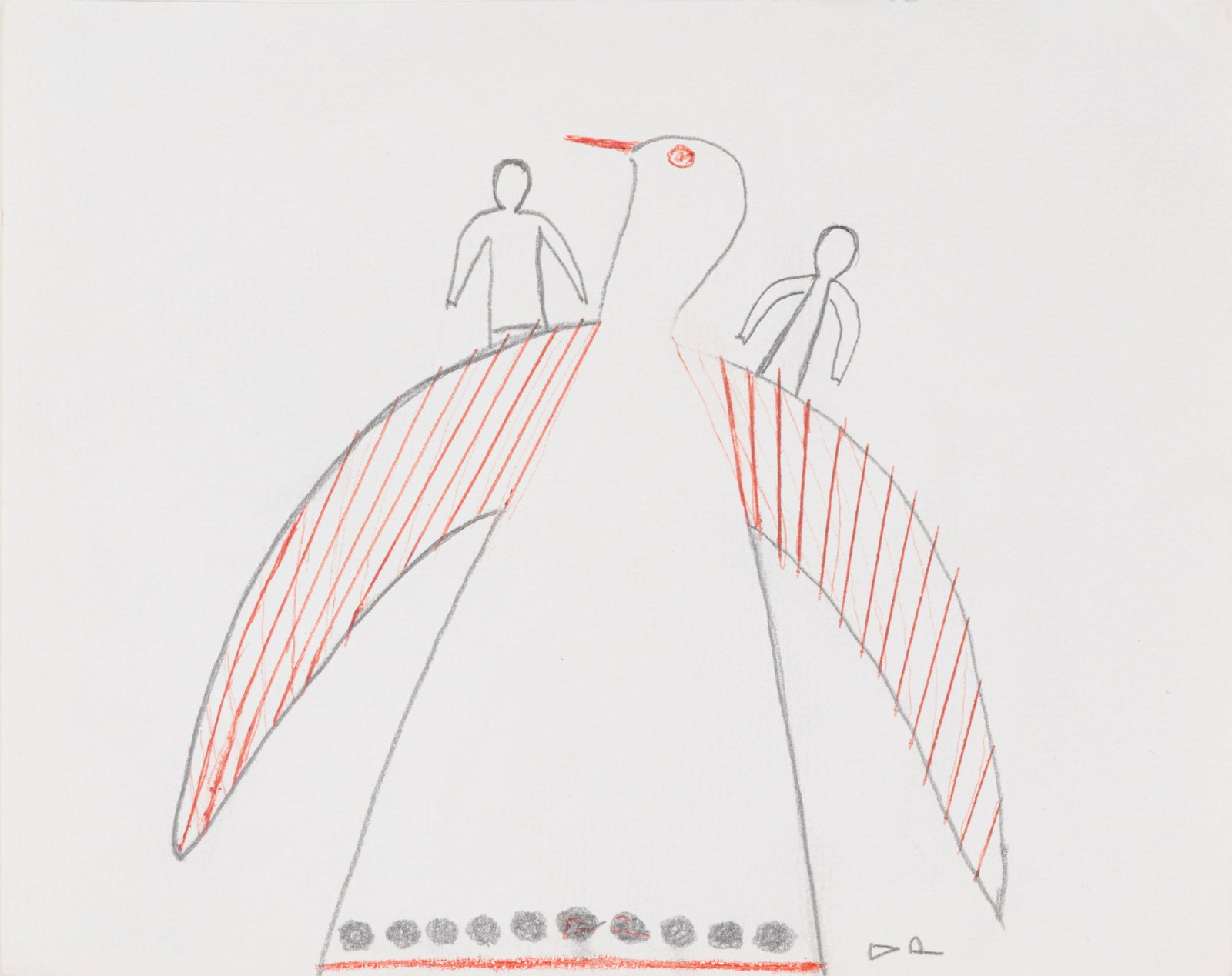JESSIE OONARK, INUIT, Untitled Drawing (Bird Shaman), c. 1971 (1 of 2)
