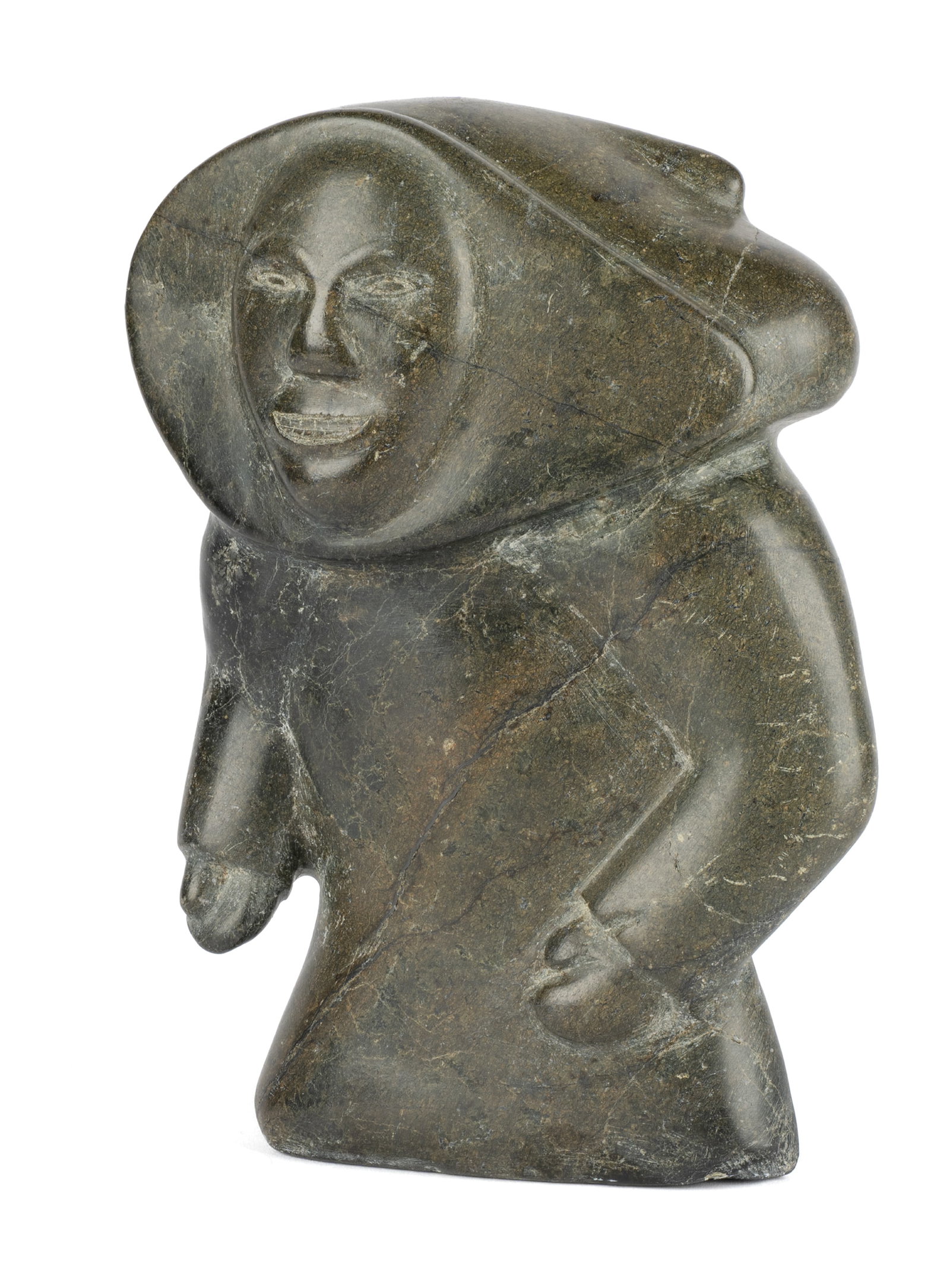 KENOJUAK ASHEVAK, INUIT, Smiling Woman, 1966: KENOJUAK ASHEVAK, C.C., R.C.A. (1927-2013) KINNGAIT (CAPE DORSET) Smiling Woman, 1966 stone, 8 x 6 x 3.5 in (20.3 x 15.2 x 8.9 cm) signed, "ᑭᓄᐊᔪᐊ". Provenance Ex. Coll. T