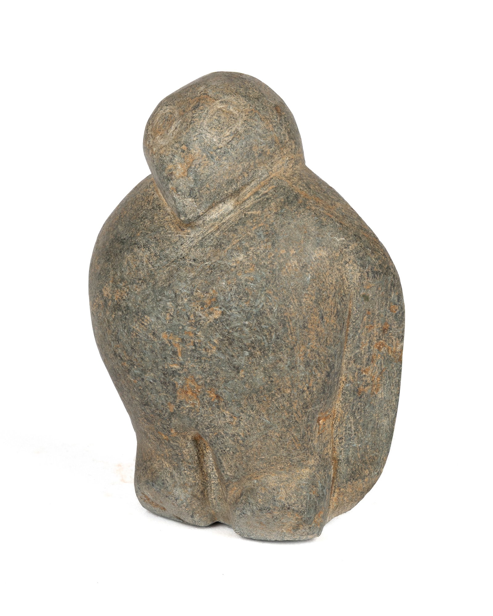 UNIDENTIFIED INUIT ARTIST, Alert Owl, c. 1950s: UNIDENTIFIED INUIT ARTIST, Probably KINNGAIT (CAPE DORSET) Alert Owl, c. 1950s stone, 5 x 3.5 x 2.5 in (12.7 x 8.9 x 6.3 cm) unsigned. Provenance An American Private Collection. Alert Owl is an ea