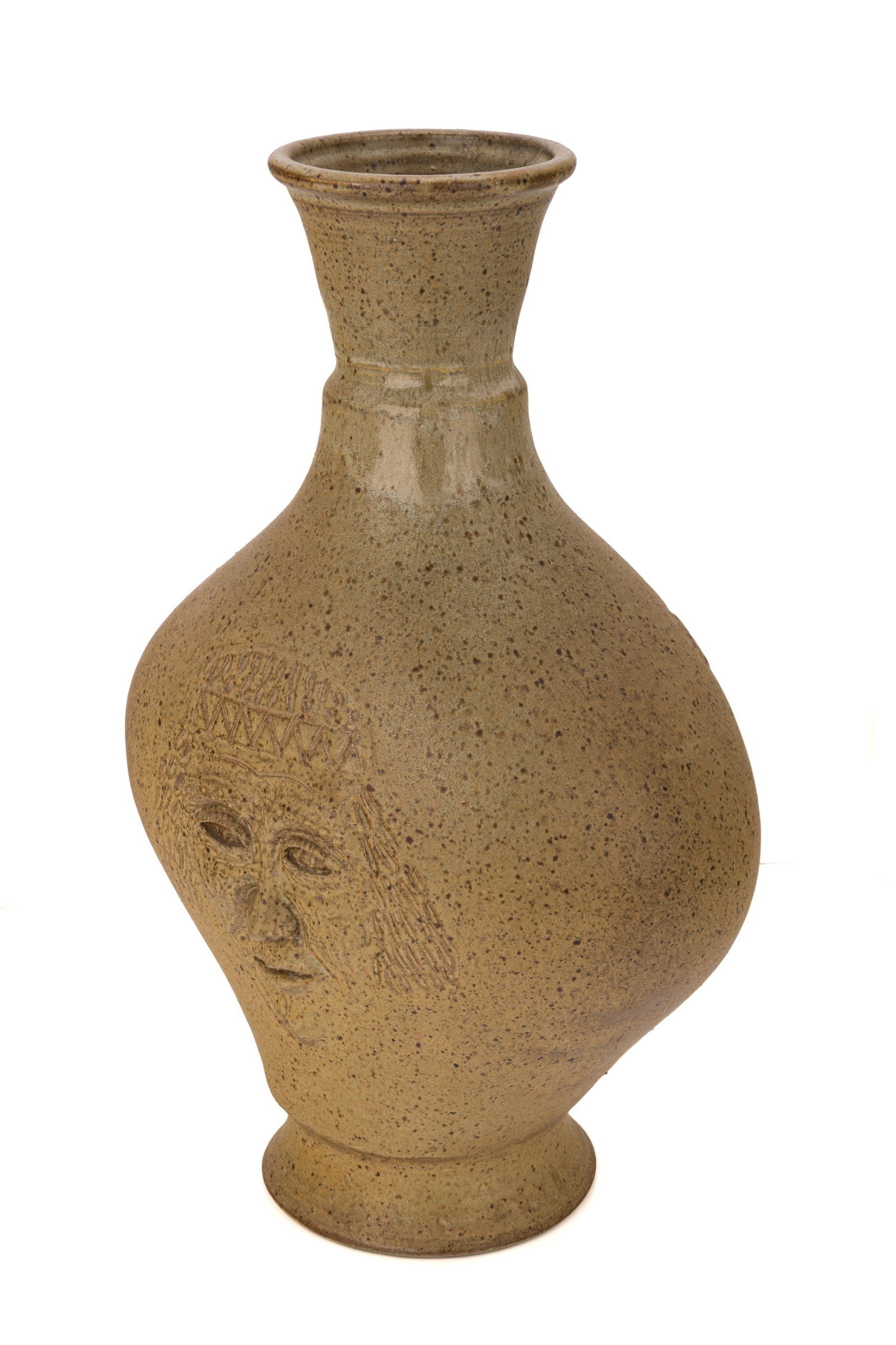 DONAT ANAWAK, INUIT, Vase with Man in Cap and Polar Bear Skin in Relief, 1980s (1 of 7)