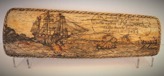 Fine Active Whaling Scene American Scrimshaw-1824