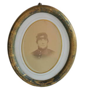 Civil War Soldier Albumen Photograph: Large framed albumen of a Civil War soldier.