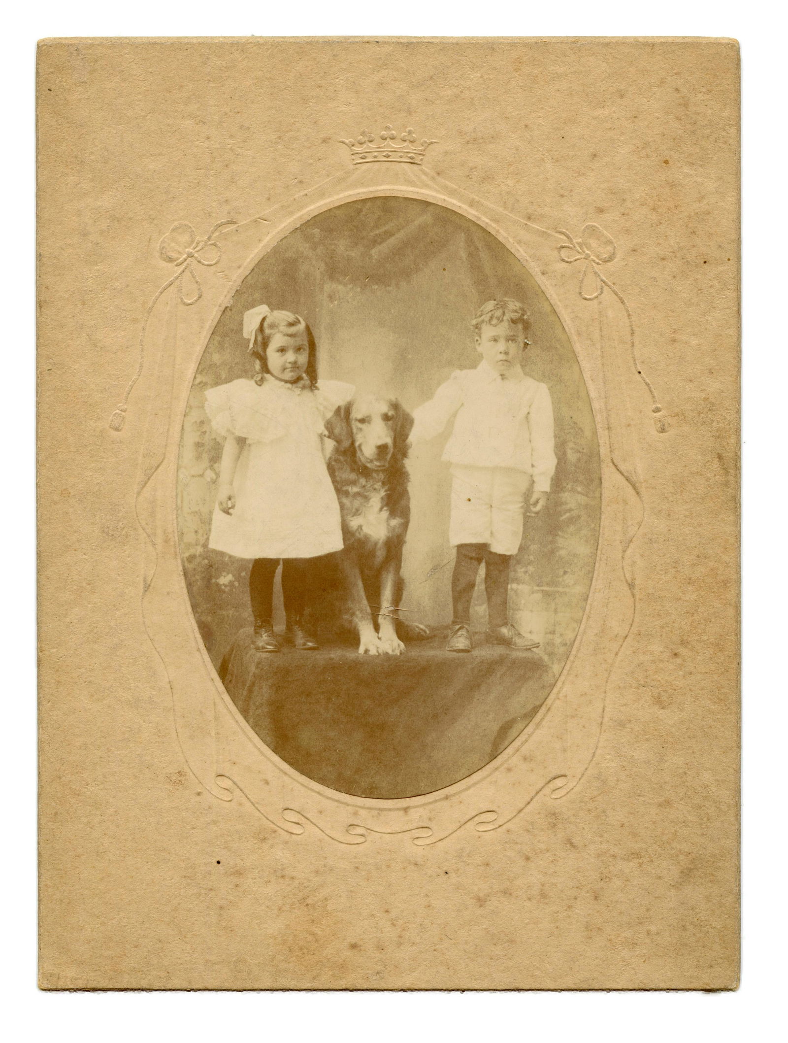 Early 20th Century Photo of Siblings w/ Dog (1 of 1)