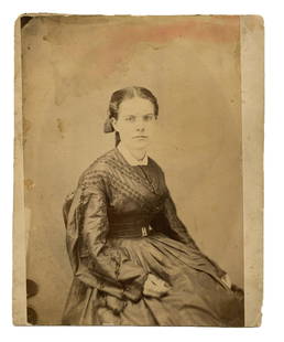 Large Albumen Photograph of Pretty Woman [Civil War: Large (8 x 12) albumen of a pretty woman taken during the Civil War era. Lovely portrait suitable for display. [Antique photography, Snapshot, Stereotype, Daguerreotype, Ambrotype, Tintype,