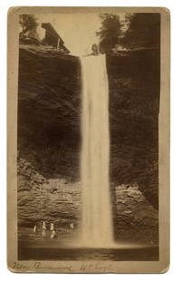 Boudoir Photo Rookwood, TN Waterfall: Ink inscription on the front of the mount. Reverso bears a Rookwod, Tennessee photographer's stamp. [Antique photography, Snapshot, Stereotype, Daguerreotype, Ambrotype, Tintype,