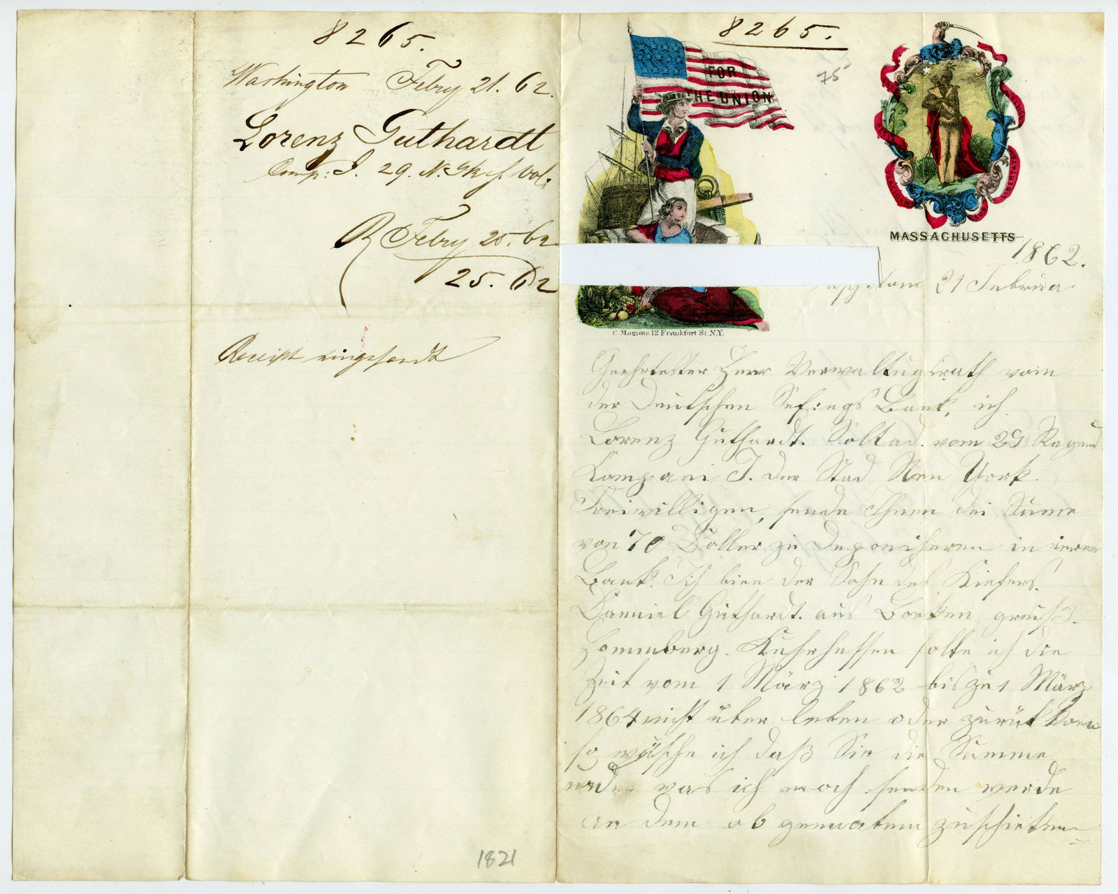 29th NY Civil War Letter- German (1 of 2)