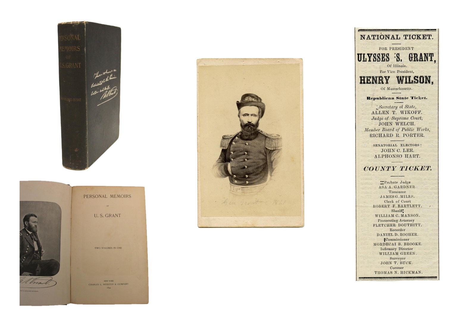 Ulysses S. Grant Memoirs, CDV & 1868 Ad (1 of 6)