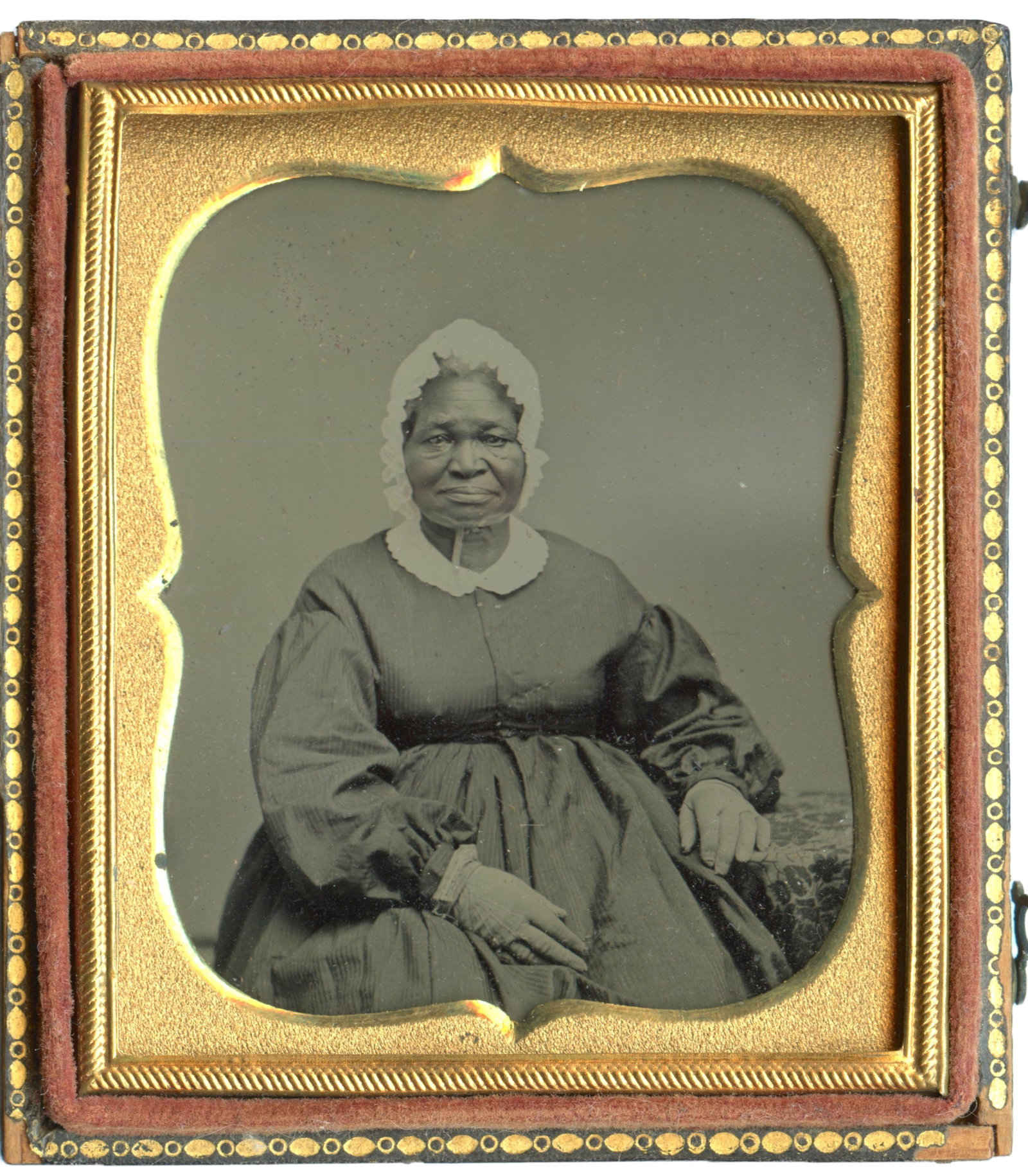 African-American Woman Tintype- Texas Estate: Civil War era sixth plate tintype of an African-American woman, possibly enslaved, found in a Texas estate. [Union, Confederate, Abolitionist, Slavery]