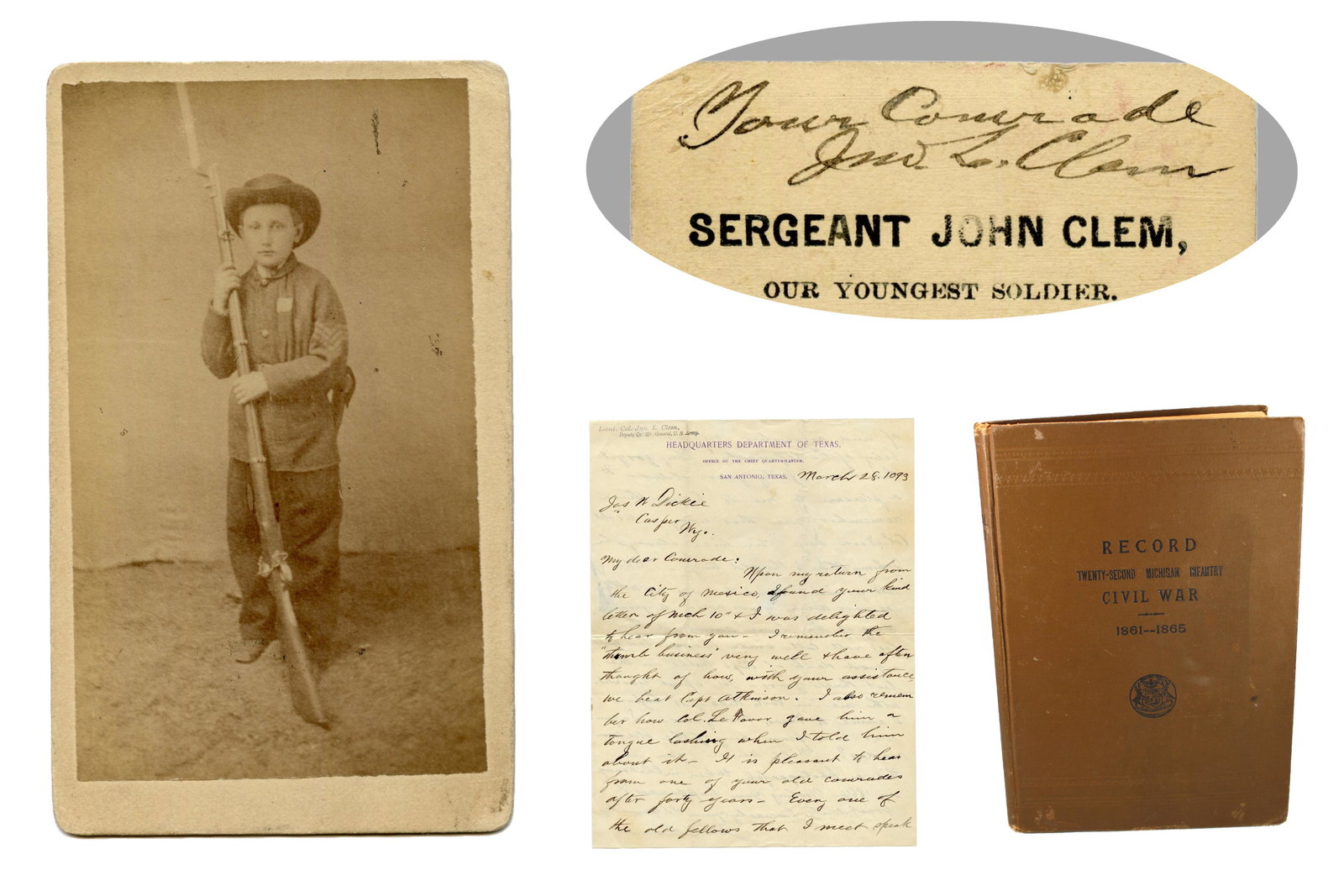 Johnny Clem Signed CDV, Letter, & More (1 of 11)