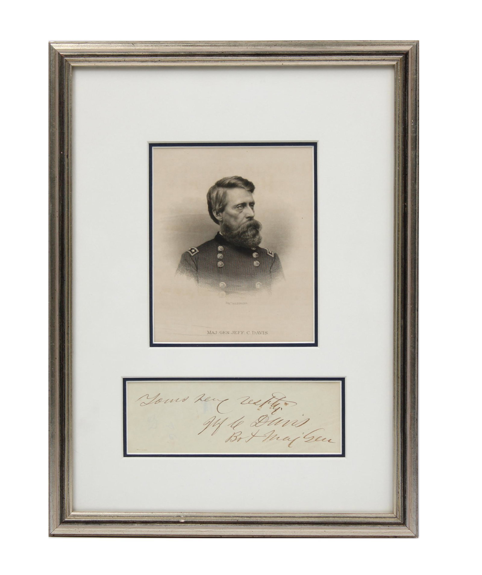 Union General Jefferson Davis, Framed Signature & Etching (1 of 2)