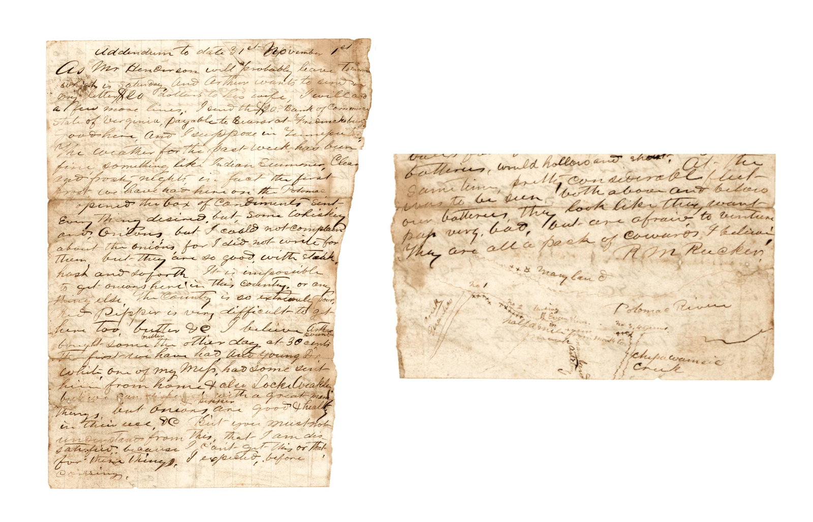 Tennessee Confederate Letter & Map  (1 of 3)