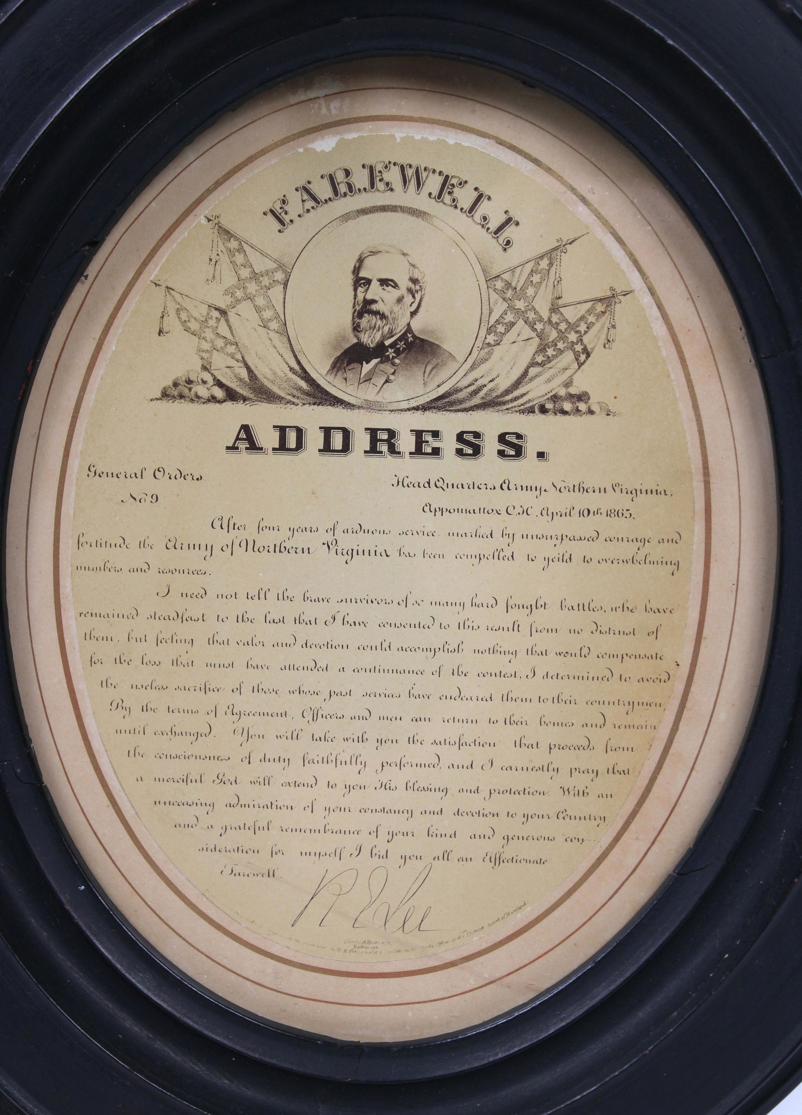 [civil War, Confederate] Albumen Of Gen. Lee’s Farewell Address Auction
