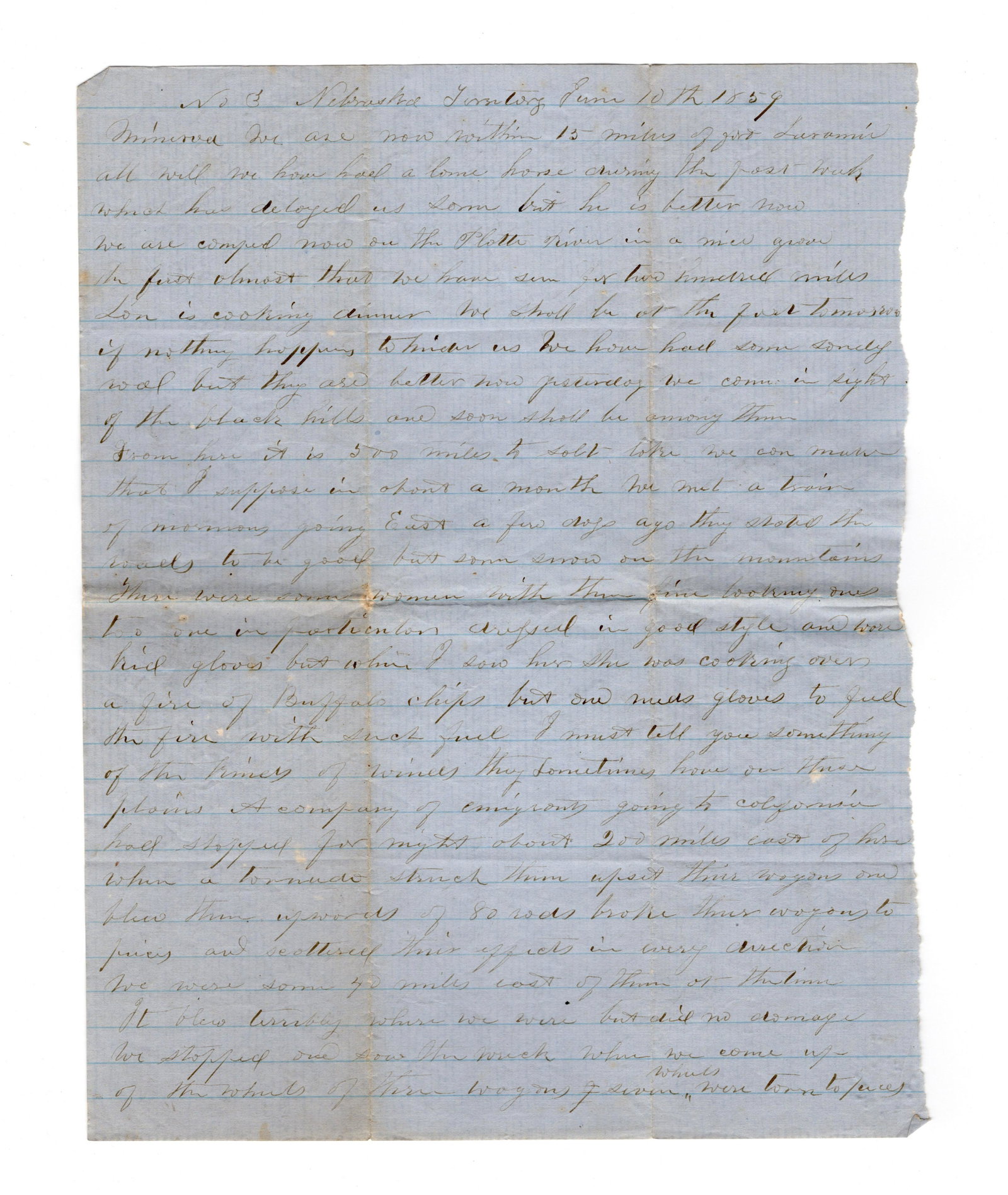 [Mormon] To California! 1859 Letter : California Gold Rush Letter from the Mormon Trail “We met a train of Mormons going east a few days ago. They stated the roads to be good but some snow on the mountains. There were some women with th