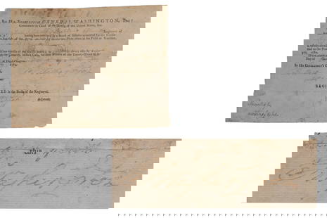 George Washington Signed Discharge: Partly printed discharge document signed by George Washington, as Commander in Chief of the Armies of the United States. Newburgh, [New York], 4 January 1783. 1 page, ## x ## in. Undersigned by