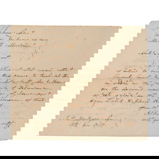 Aaron Burr Legal Document: Autograph letter secretarially signed by Aaron Burr, to J.W. Mulligan. 8 April 1825. 1 page, ## x ## in. WITH Autograph deposition signed by Thomas H. Flandran. [Delaware County, New York], 8 April