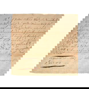 [REVOLUTIONARY WAR] 1783 Treasury Receipt re: Robert Morris: Autograph document signed by John Lawrence. Hartford, Connecticut, 31 March 1783. 1 page, 8 1/4 x 7 5/8 in. Docketed and signed by Captain Jabez Perkins to verso. A scarce treasury receipt document